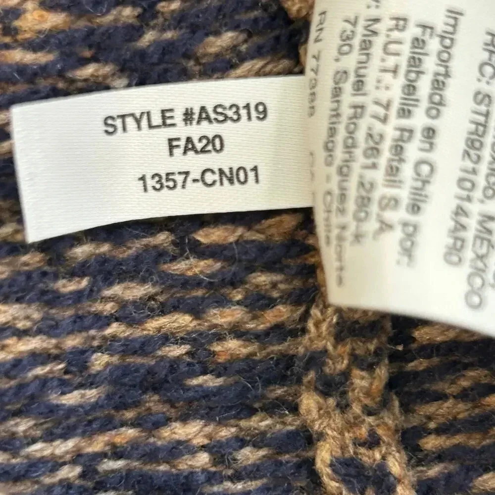 J crew men's 1/4 zip merino wool blend tan and navy sweater size M